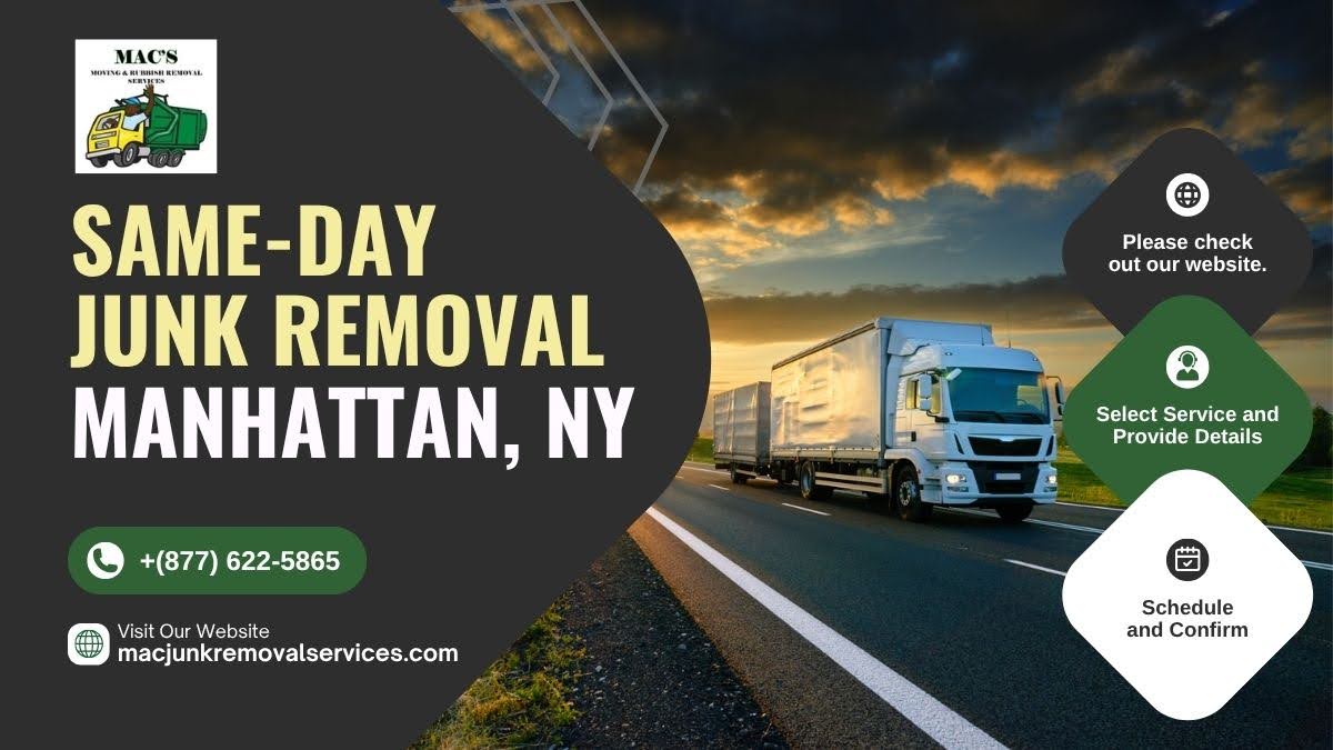 MAC Junk Removal team loading debris into truck for same-day service in Manhattan
